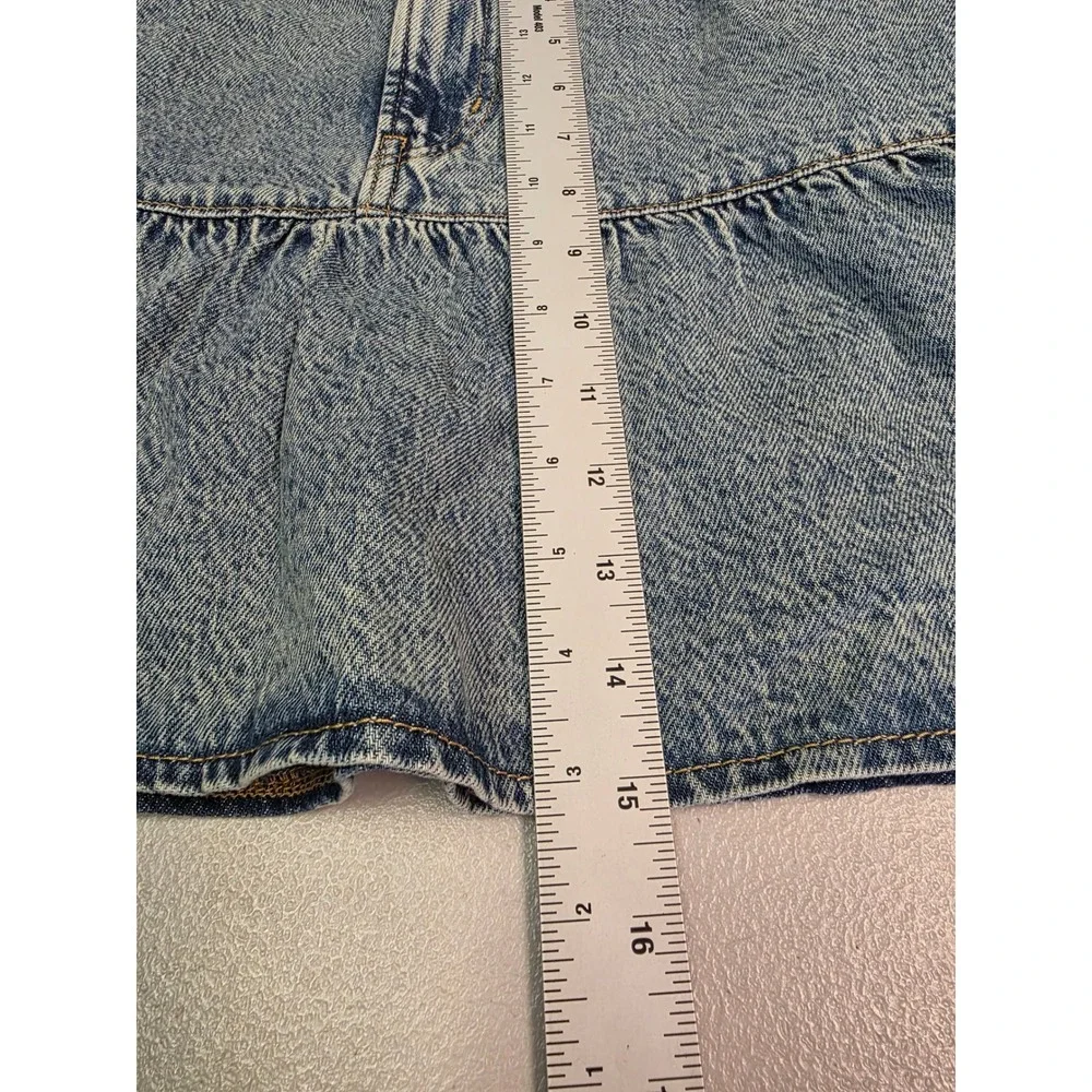 Levis Womens Light Wash Denim Ruffle Hem Mini Skirt Size 30